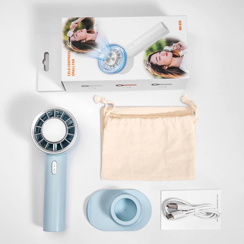 Portable Hand Fan Semiconductor Refrigeration Cooling 2200mAh Battery USB Rechargeable Mini Handheld Fan Air Cooler Outdoor