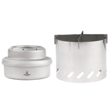 Mini Alcohol Stove Ultralight Titanium Liquid Spirit Alcohol Stove With Cross Stand & Windshield for Outdoor Camping Picnic