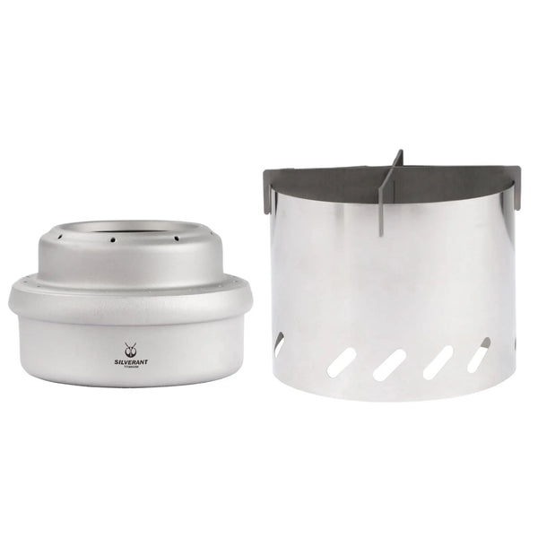 Mini Alcohol Stove Ultralight Titanium Liquid Spirit Alcohol Stove With Cross Stand & Windshield for Outdoor Camping Picnic