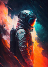 Astronaut Spaceman Oil Painting Wall Art Vibrant Sci-Fi Canvas Print Poster Colorful Outer Space Themed Living Room Decor Gift
