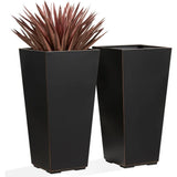 Metallic Taper Planter, 26 Inch Planter Tall Tapered Planter for Front Porch, Patio, Deck, Garden Indoor/Outdoor Tree Planters,