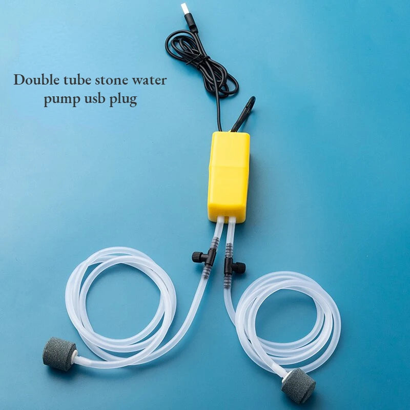 Mini Aquarium Air Pump Kit Oxygen Pump with Air Stone,Silent High Energy Efficient,USB Aquarium Filter, Fishing Tank Accessories