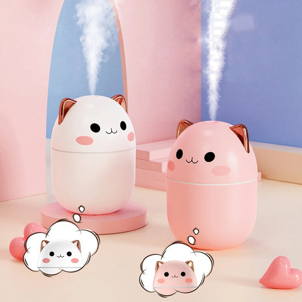 250ml Mini Air Humidifier Cute Aroma Diffuser with Night Light USB Mute Purifier Cool Mist Maker for Home Bedroom Desktop Office
