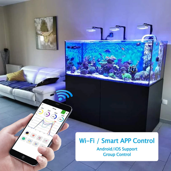 PopBloom-RL90 WiFi Aquarium LED Lighting 100W, Coral Reef Grow Aquarium Light for Saltwater SPS/LPS Marine Fish Tank LED Light