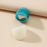 Blue Fashion Large Round Geometric Acrylic Resin Finger Rings Women Rings Set Korean Style Resin Rings