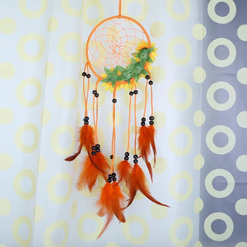Feather Dream Catcher Indian Style Wall Hanging Wind Chimes For Car Ornaments Room Decor with Rattan Bead Dreamcatchers