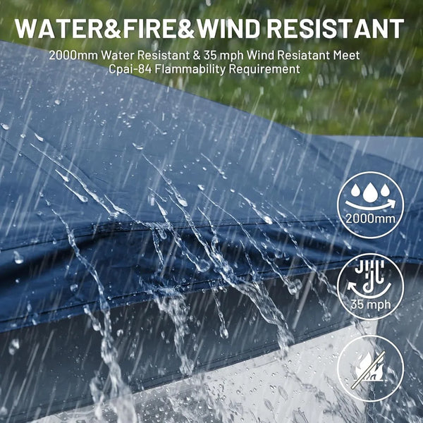 4 Person Instant Pop Up Hub Tent, Easy 60 Second Setup, Weather Resistant Camping Family Cabin Tent with Rain Fly and Carry Bag