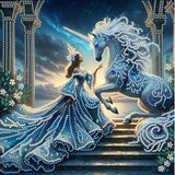 CHENISTORY 5D DIY Diamond Painting Kit Princess and Unicorn DIY Partial Special Shaped Drill Handmade Diamond Mosaic Art Gift