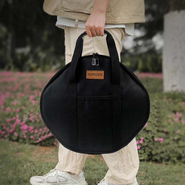 Frying Pan Bag Case 600D Oxford Grill Plate Carry Bag Wear-resistant Side Pocket Outdoor BBQ Tool Beach Picnic BBQ Accessories