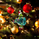 17Pcs 2D Acrylic Christmas Tree Green Monsters Ornaments Cute Green Monsters Christmas Tree Pendants Christmas Cartoon Ornaments
