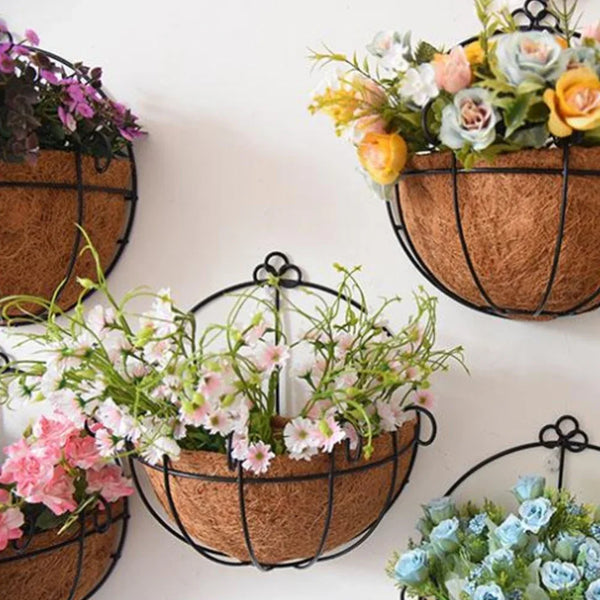 Hanging Baskets for Plants Outdoor Coconut Coir Hanging Planters Outdoor Metal Wire Flower Pots with Coco Liner for Plant Indoor