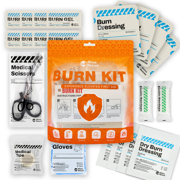 RHINO RESCUE Burn Care Kit: Burn Dressings, Burn Gel Packets,Cooling Cream, Burn First Aid Kit