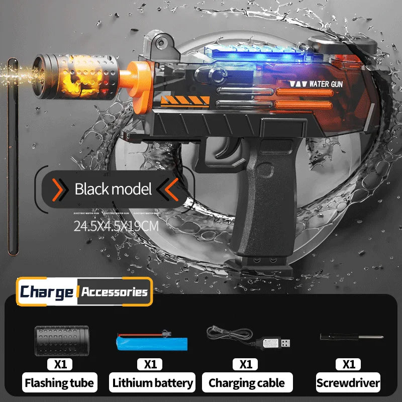 Electric UZI Flamethrower Water Gun Toy High-Power Full Automatic Water Shooter Outdoor Games for Kids Adults Summer Fun Toys
