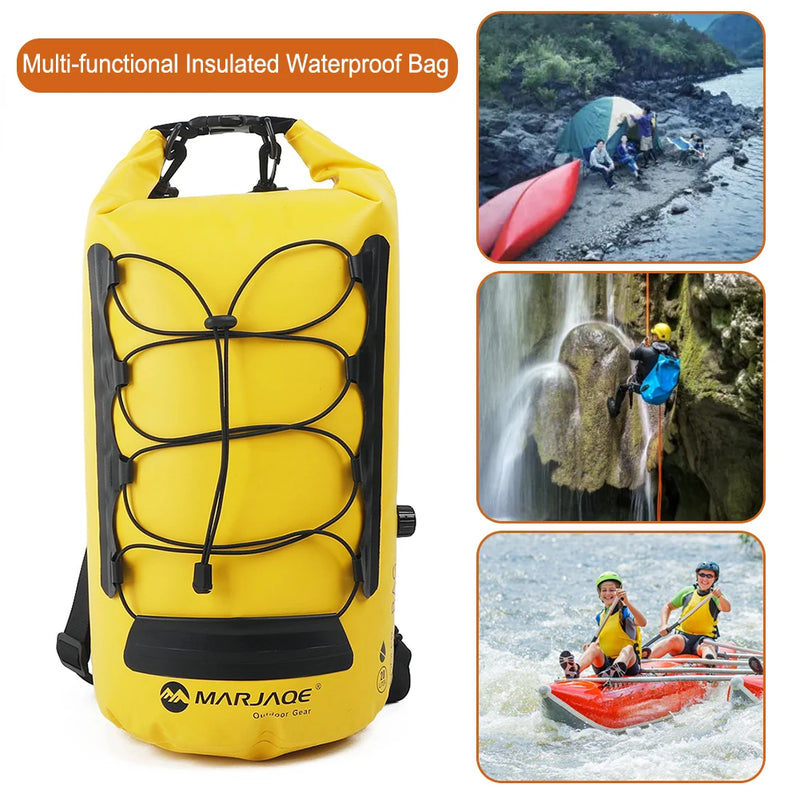 20L Outdoor Storage Backpack Dry Wet Separation Roll Top Closure Sack Waterproof Leakproof for Kayaking Rafting Boating Swimming