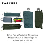 Blackdeer New Archeos 1pro 2.0 One Person Silicon Coated Tent For Hiking Trekking 220*90cm 8.5mm Aluminum Pole with Footprint