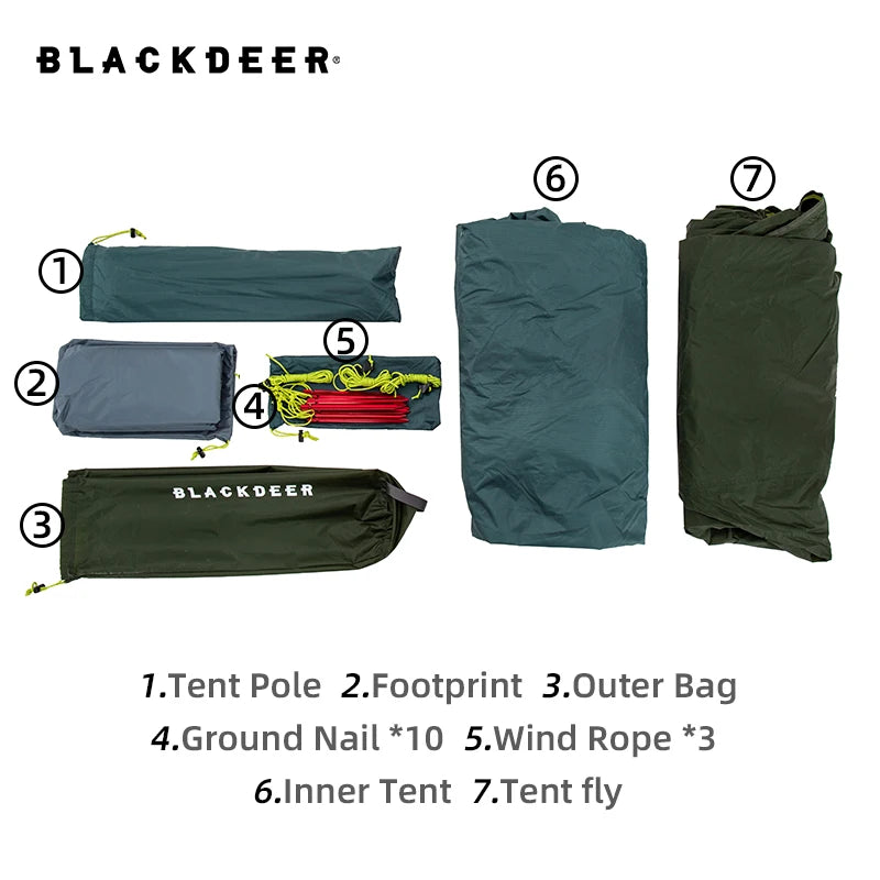 Blackdeer New Archeos 1pro 2.0 One Person Silicon Coated Tent For Hiking Trekking 220*90cm 8.5mm Aluminum Pole with Footprint