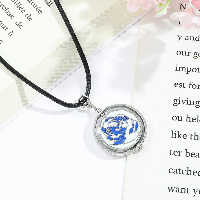 New Game Jinx Blue Rose Rotatable Necklace Anime Game Arcane Season 2 Backpack Pendants Metal Fashion Jewerly Fans Collections