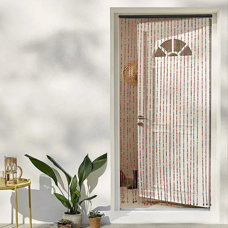 Bamboo Wood Beaded Curtain Wear Resistance Doorway Bead String Curtain Easy To Store for Wall Decoration/Room Divider