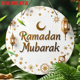 Ramadan Wall Decor Sign - Holiday Hanging Plaque for Home Cafe Door Decor, 2D Art Housewarming Gift