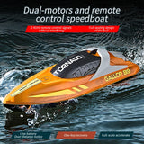 Rc Speed Boat Toys High Speed With LED Light Rechargeable Waterproof Outdoor Water 2 Hours Endurance Speedboat Kids Toys Gifts