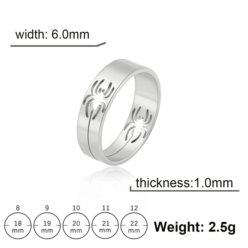 Skyrim Stainless Steel Spider Ring for Men Women 6MM Wide Finger Rings 2025 Hip Hop Punk Jewelry Birthday Gift for Lover Friend