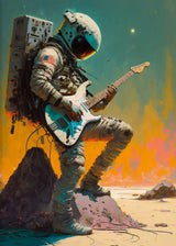 Astronaut Spaceman Oil Painting Wall Art Vibrant Sci-Fi Canvas Print Poster Colorful Outer Space Themed Living Room Decor Gift