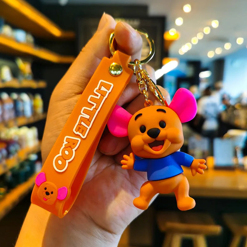 Disney Winnie Piglet Tigger Keychains Cute Cartoon Baby Boy Girl Figure Keyring Kawaii Minnie Key Chain Model Kid Toy Children G