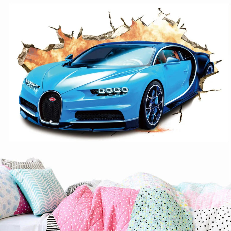 3D Supercross Vehicle Wall Stickers Wild jeep Broken Wall Poster Wall Art Car Decal Kids Room Decoration murals Boys Favors