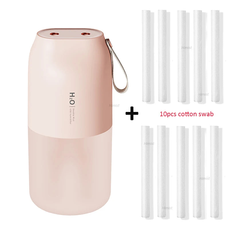 USB Rechargeable Portable Double Mist Air Humidifier 300ml Cold Mist Diffuser 2000mAh Car Air Purifier USB Mini Air Freshener