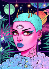 Cyber Punk Anime Neon Cool Girl Poster Aesthetic Purple Canvas Painting Wall Art Prints Pictures Gamer Room Home Decoration