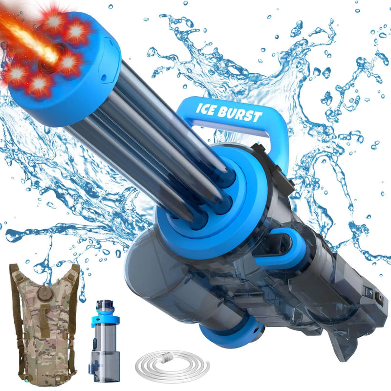 Strongest Gatling Electric Water Gun Toy With Light Continuous Shooting Water Gun Summer Beach Pool Battle Toys for Boy Adult