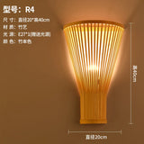 Classic Bamboo Wood Lustre Wall Sconce Lamp Rustic Ceiling Rattan Wicker Light Handmade Art Craft for Home Living Bed Room Decor