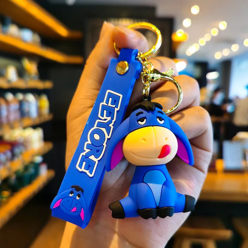 Disney Winnie Piglet Tigger Keychains Cute Cartoon Baby Boy Girl Figure Keyring Kawaii Minnie Key Chain Model Kid Toy Children G