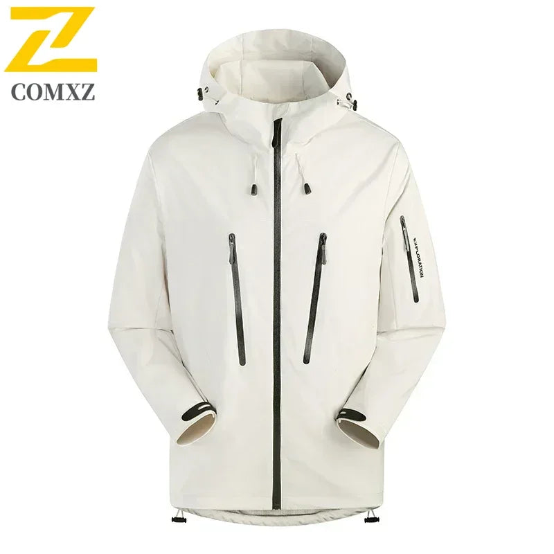 Spring Autumn Men's Windbreaker Fashion Outdoor Mountaineering Travel Windproof Waterproof Hooded Jacket Slim Fit Versatile Coat