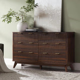 FlutedDresser, Modern Chest of Drawers with Faux Marble Top, Curved Profile Design, Wood Drawer Organizer for Bedroom