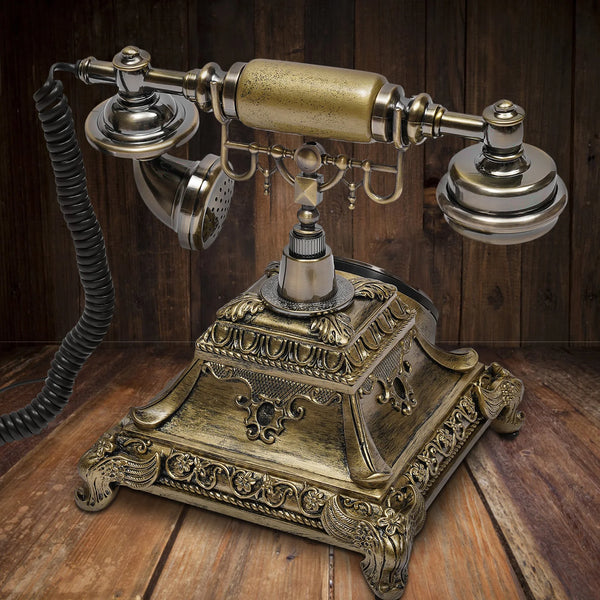 Retro Rotary Phone, Antique-Style Landline with Resin Body and Zinc Alloy Bracket, Perfect for Home, Office, and Cafe Decor