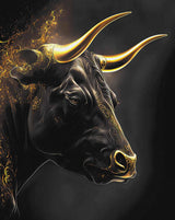 Retro Black Golden Style Bull Art Poster Canvas Painting Modern Animal Wall Print Picture for Living Room Office Home Decor