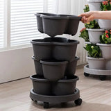 Vertical Garden Planter 3 Tiers Strawberry Stackable Vertical Pot Gardening Planter With Removable Wheels For Succulents Flowers