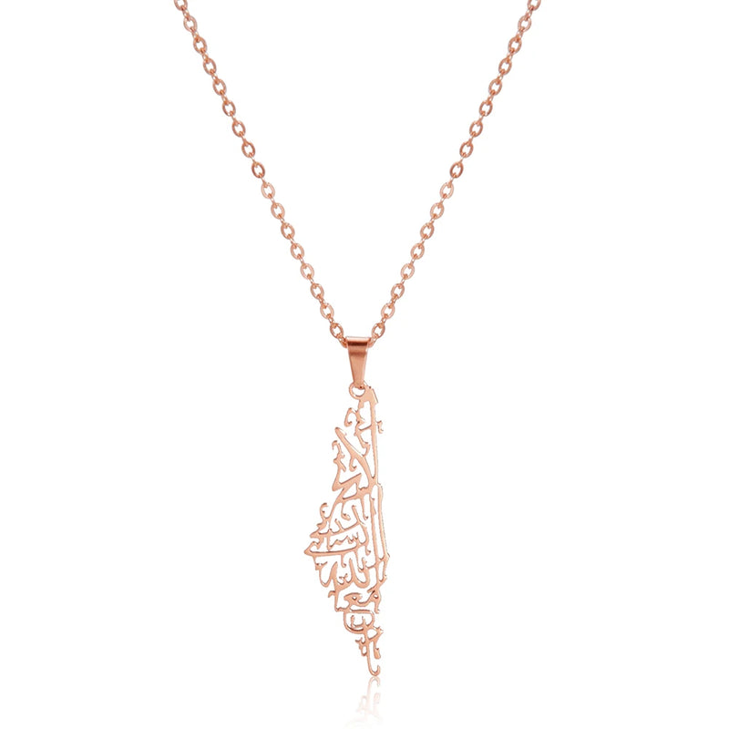 Israel Palestine Map Pendant Necklace For Women Men Arabic African Jamaica Stainless Steel Gold Color Chain Necklaces Jewelry