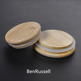 Square Bottom Circular Mouth Micro Landscape Glass Jars with Bamboo Lid Glass Vase Succulent Moss Bansai Glass Terrarium
