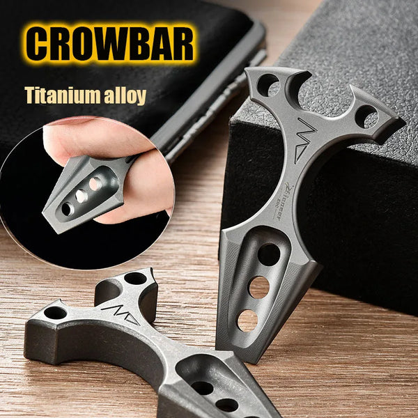 Small TC4 Titanium Alloy Multifunctional Crowbar Outdoor Camping Broken Window Hand Tools EDC Bottle Opener Portable Pry Bar Gif