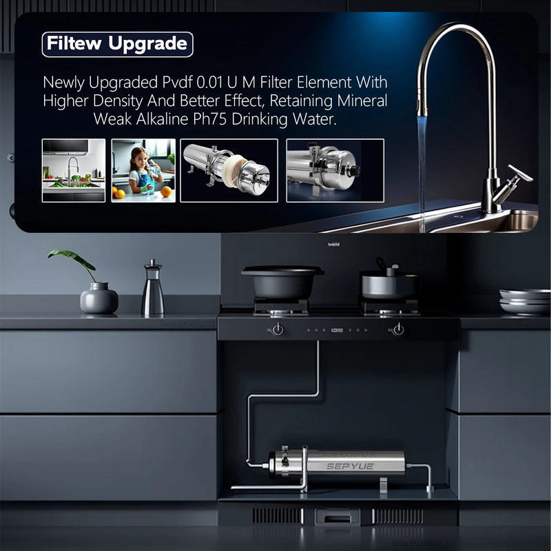 SEPYUE Whole House High Flow Water Filter System 1000L-8000L Stainless Steel Mineral Water Filter Reusable PVDF Lasts 5 Years
