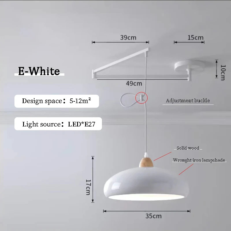 Modern Dining Table Rocker Chandeliers LED Can Be Shifted Long Pole Lamps Nordic Simple Telescopic Folding Long Arm Chandelier