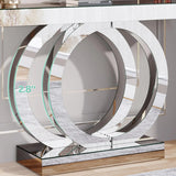 43.3-Inch Mirrored Console Table, Entryway Table with Thickened Mirror Finish Tabletop, Glass Sofa Table Foyer Table