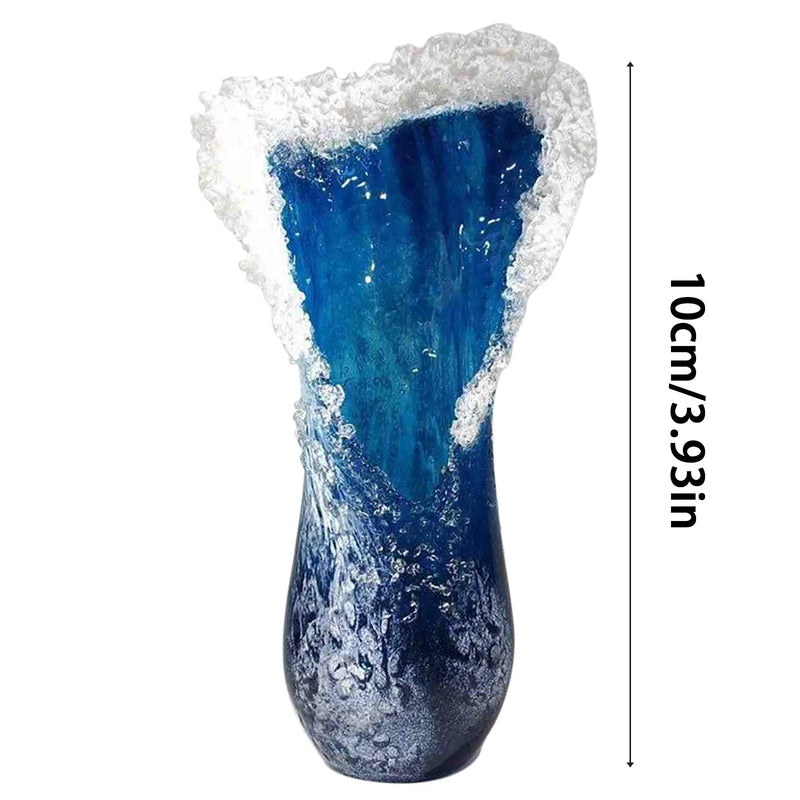 Majestical Wavy Vase, Modern Ocean Blue Flower Vases, Centrepieces Flower Pot Vase, Resin Desktop Flower Creactive Vase Decor