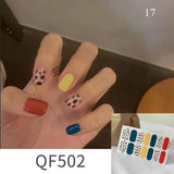 Shiny Self-adhesive Nail Stickers Short Black Lacquer Strips For Nails Full Cover False Nails Stickers Waterproof Manicure Film