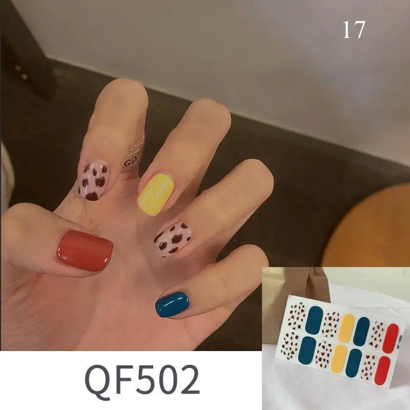 Shiny Self-adhesive Nail Stickers Short Black Lacquer Strips For Nails Full Cover False Nails Stickers Waterproof Manicure Film
