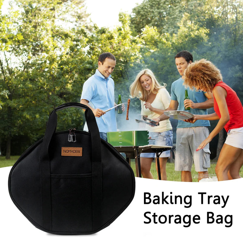 Frying Pan Bag Case 600D Oxford Grill Plate Carry Bag Wear-resistant Side Pocket Outdoor BBQ Tool Beach Picnic BBQ Accessories