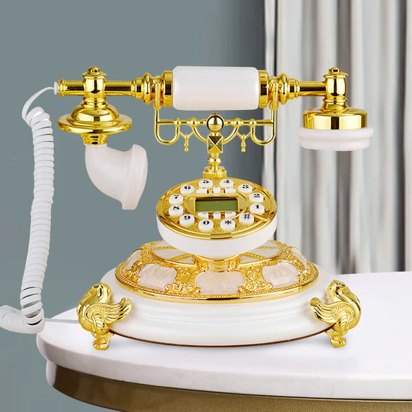 White Gold Luxury Retro European Style Antique Phone Vintage Telephone  Old Phone Decoration For Family Hotel Museum