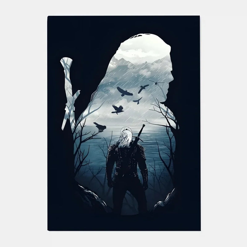 The W-Witcher 3 Wild Hunt Game Poster HD art sticky wall waterproof home living room bar decoration